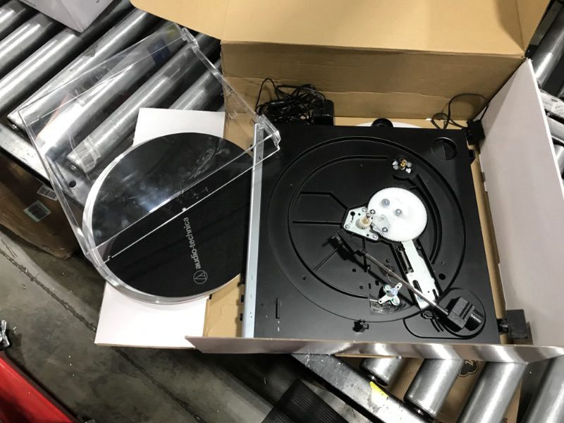 Photo 2 of Audio-Technica AT-LP60X-GM Fully Automatic Belt-Drive Stereo Turntable, Gunmetal/Black, Hi-Fi, 2 Speed, Dust Cover, Anti-Resonance, Die-Cast Aluminum Platter