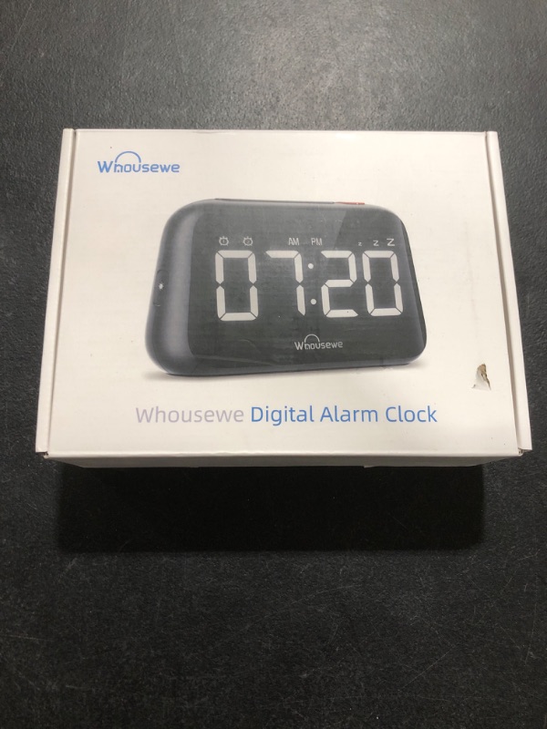 Photo 1 of Digital Alarm Clock Whousewe LED Bedside Clock with 6 Level Brightness, Adjustable Volume with 5 Alarm Sound, Loud Dual Alarm with Large Display for Bedroom Office Trapezoid