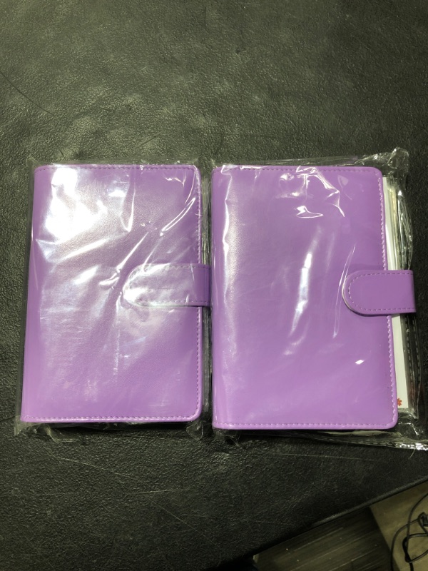 Photo 2 of A6 PU Leather Budget Binder System with Cash Envelopes for Budgeting, Money Saving Binder Organizer for Cash with Zipper Pockets and Budget Sheets (Purple) PACK OF 2
