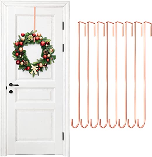 Photo 1 of 2 pack of Fovths 8 Pack 14.5 Inch Christmas Wreath Hanger Hooks Over Door Metal Wreath Hook Heavy Duty Wreath Hanger for Front Door Decor
