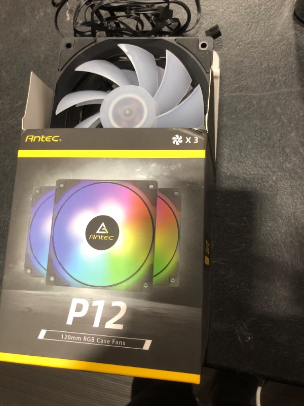 Photo 2 of Antec RGB Fans, PWM 120mm Case Fan, PC Fan High Performance, Extreme Airflow, Suprevior Air Pressure, 4-pin RGB, P12 Series 3 Packs RGB 3pcs