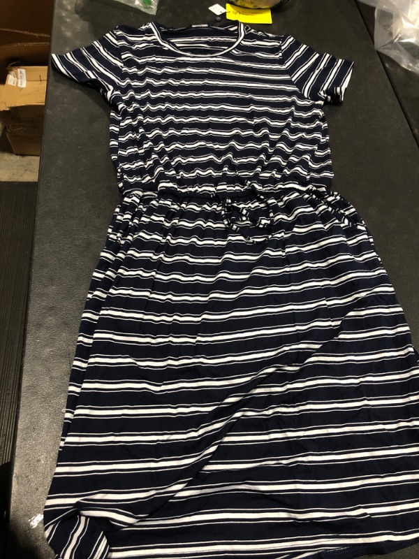 Photo 2 of Casual Women's Striped Pocket Short Sleeve Fitted Short Dress Size XL