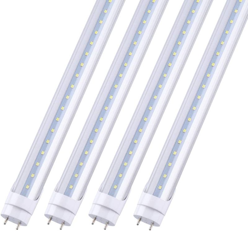 Photo 1 of 4 Ft T8 LED Tube Light 22W G13 Base 5000K Daylight White ,Ballast Bypass Required, Dual-End Powered, 60W Replacement LED Bulb Lights, 2640 Lumens, Clear Cover, AC 85-277V Pack of 4