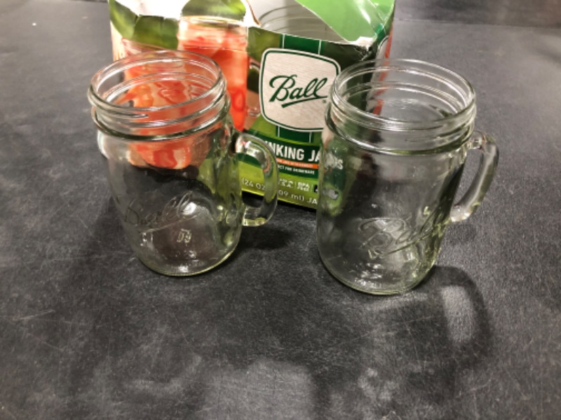 Photo 2 of 24 oz Wide Mouth Drinking Jars - (2 PACK) - Ball Drinking Mason Jars Wide Mouth Mugs with Glass Handles 