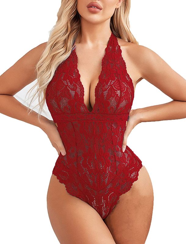 Photo 1 of ADOME Women One Piece Lingerie Snap Crotch Bodysuit Lingerie Lace Teddy Size M