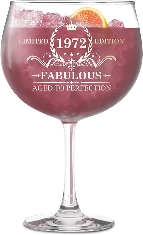 Photo 1 of 50th Birthday Gifts For Women - Vintage 1972 50th Birthday Decorations For Women - Best 50 Year Old Gifts Ideas For Wife, Mom, Sister, Friends - Turning 50 Presents For Female - 22 Oz Wine Glass 