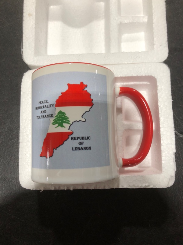 Photo 2 of 3dRose Flag of Lebanon Mug, 11 oz, Red