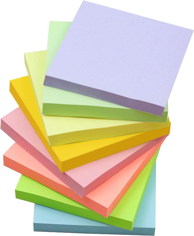Photo 1 of (8 Pack) Sticky Notes 3 x 3 in , 8 Colors Post Self Sticky Notes Pad Its , Bright Post Stickies Colorful Sticky Notes for Office, Home, School, Meeting, 84 Sheets/pad 