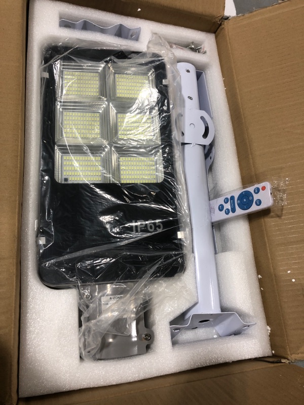 Photo 3 of A-ZONE 600W Solar Street Lights Outdoor, 50000LM High Brightness Dusk to Dawn LED Lamp, Street Solar Lights, with Remote Control, IP65 Waterproof for Parking Lot, Yard, Garden, Patio, Stadium