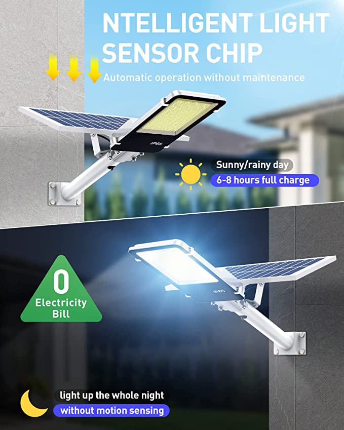 Photo 2 of A-ZONE 600W Solar Street Lights Outdoor, 50000LM High Brightness Dusk to Dawn LED Lamp, Street Solar Lights, with Remote Control, IP65 Waterproof for Parking Lot, Yard, Garden, Patio, Stadium