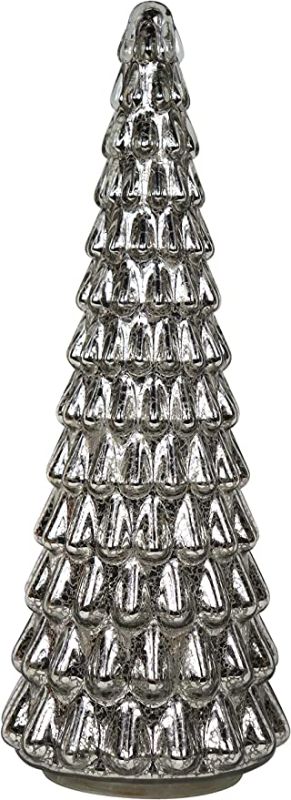 Photo 1 of 15 in Pre-lit Mercury Glass Christmas Tree Lighted Tabletop Christmas Tree Holiday Decoration with Battery Operated Lights