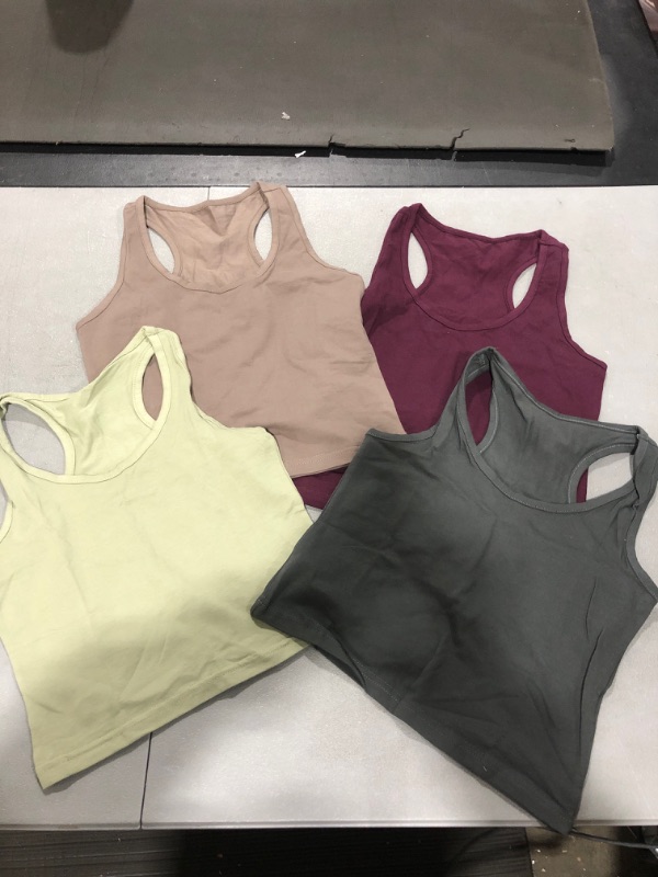 Photo 2 of 4 Pieces Basic Crop Tank Tops Sleeveless Racerback Crop Sport Top for Women SIZE SMALL 