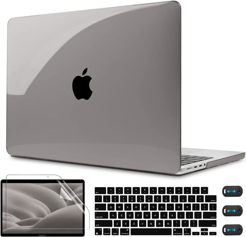 Photo 1 of CISSOOK Case for MacBook Pro 14 Inch 2021 M1 Pro/Max Chip with Touch ID, Hard Shell Case Gray Cover for MacBook Pro 14" A2442 Model with Keyboard Cover & Screen Protector & Webcam Cover - Clear Gray