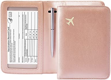 Photo 1 of Awalis Passport and Vaccine Card Holder Combo Rfid Blocking, Passport Holder with Vaccine Card Slot Fits 4.3 X 3.5 inches Vaccine Card, Travel Essentials Passport Cover with Vaccine Card Holder for Women and Men 