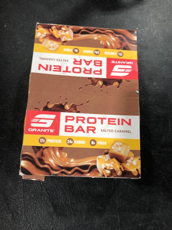 Photo 1 of Granite® Protein Bars - Box of 12 High Protein Bars | Excellent Source of Fiber, Peanut Butter based with Delicious Flavors | Pre-Workout Snack for Energy, Post-Workout Snack for Recovery (Salted Caramel)