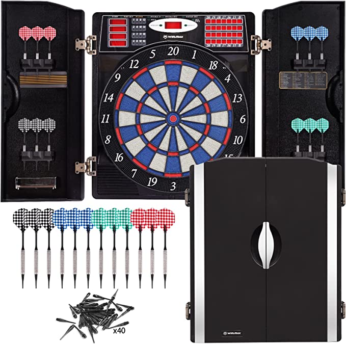 Photo 1 of **parts only** WIN.MAX Electronic Dart Board Cabinet Set, Soft Tip Darts Board with LED Electronic Scoreboard for Darts, up to 16 Players , 38 Games and 211 Variations, 12 Darts Included
