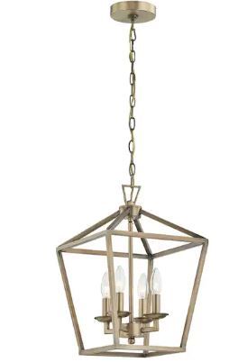 Photo 1 of 4-Light Soft Gold Lantern Drum Chandelier
