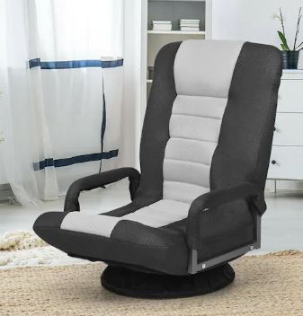 Photo 1 of 360° Gray Swivel Gaming Floor Chair with Foldable Adjustable Backrest
