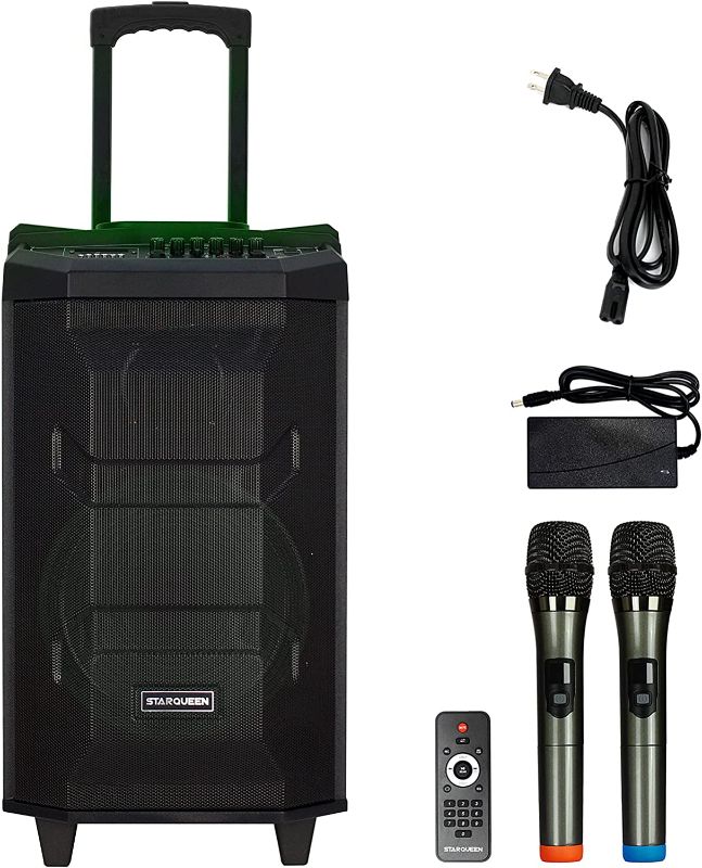 Photo 1 of Karaoke Machine Portable Professional Speaker Pa System with 12 Inch Woofer Professional Party Speaker for Adults with 2 Mics and Remote Control, AUX/USB/SD/Guitar Input
