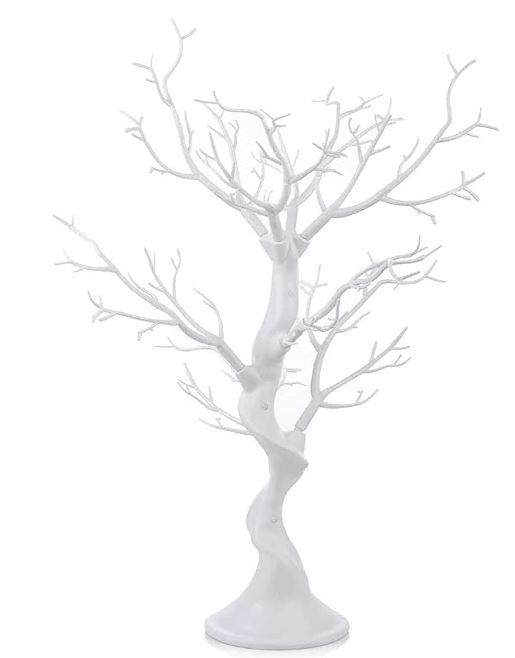 Photo 1 of 23 Inch Tall Artificial Tree 2pcs White Tree Centerpiece Removable Simulation Resin Table Fake Tree for Wedding Birthday Event Party Desktop Display Decoration (White, 2) 