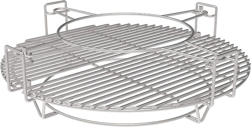 Photo 1 of 18-in Round Stainless Steel Kamado Expander, Multi-level Flexible Cooking Racks for Large Big Green Egg, Kamado Joe Classic, Vision Ceramic Grills, 2 Half Moon Grates, 1 Base Rack, 1 Accessory Rack
