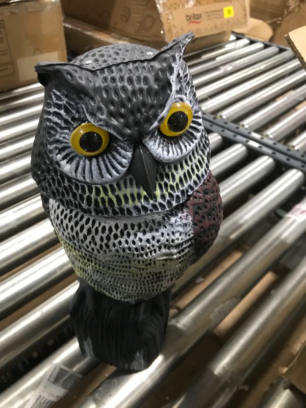 Photo 2 of Owl Decoys to Scare Birds Squirrels Away,Owls to Frighten Birds 360 Degree Rotating Head,Plastic Owl Decoy to Scare Birds Away Deterrent,Garden Owls Bird Scare Devices for Indoor Outdoor Garden,Yard Brown