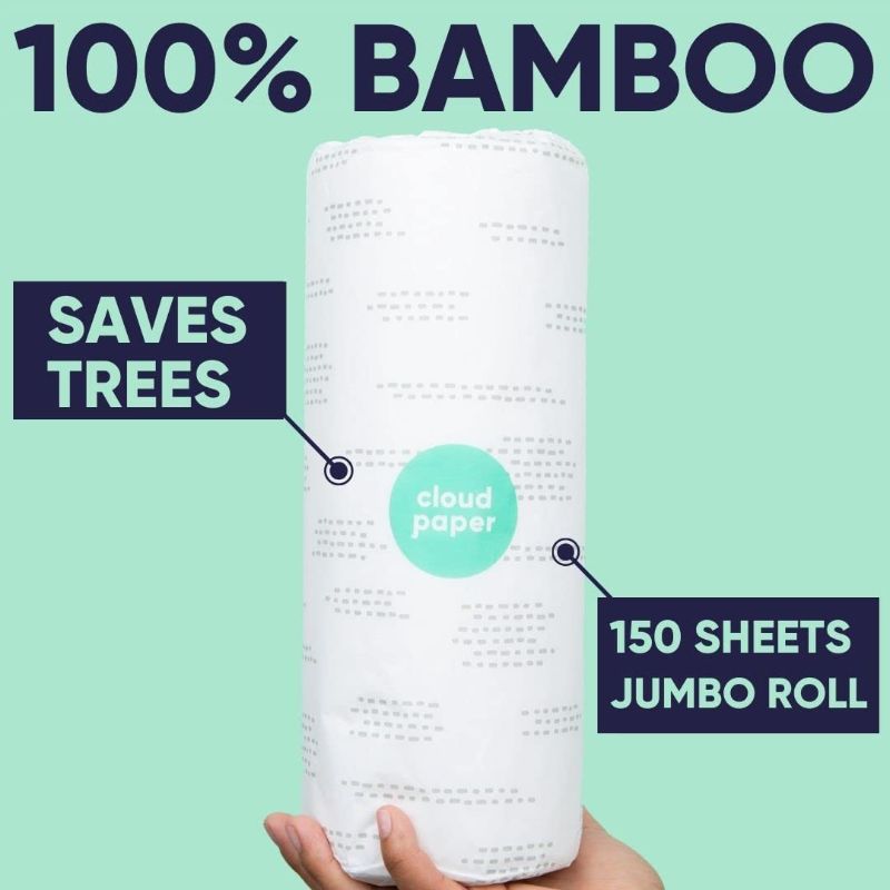 Photo 1 of Cloud Paper Bamboo Paper Towels - 4 Rolls of Environmentally-Friendly, Disposable Kitchen Paper Towels (125 sheets per roll) - FSC-certified, Totally Chlorine-Free, Plastic-Free, and Vegan --4 PACK