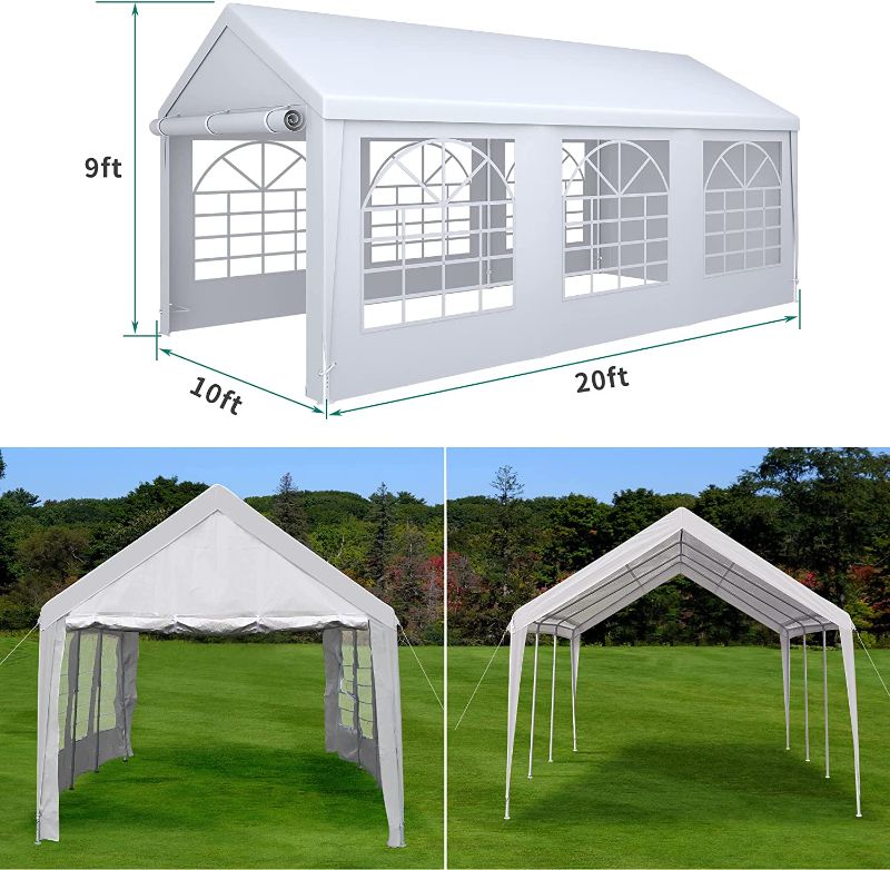 Photo 1 of YITAHOME 10' x 20' Heavy Duty Gazebo Outdoor Party Wedding Tent Carport Shelter (10 x 20 ft, White)---MISSING COVER!--FOR PARTS ONLY--SOLD AS IS 
