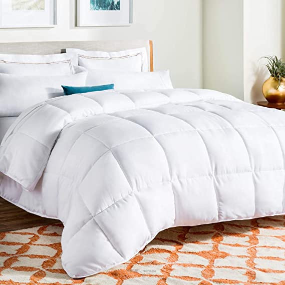 Photo 1 of 
Linenspa Comforter Duvet Insert Cal King White Down Alternative All Season Microfiber-Cal King Size - Box Stitched