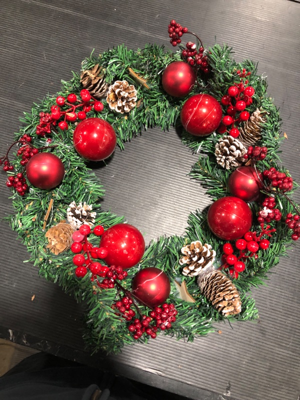 Photo 1 of  16 Inch Pre-Lit Christmas Wreath 
