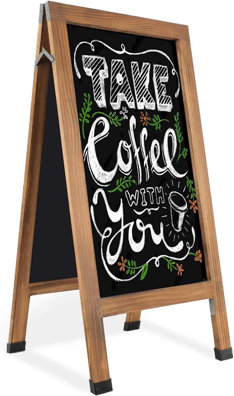 Photo 1 of 40 x 20 Inches A Frame Chalkboard Sign Large Sturdy Wooden Display Sidewalk Chalkboard Sign Sandwich Board
