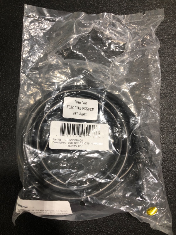 Photo 2 of Cablelera AC Power Cord Extension IEC320 C14 to IEC320 C19 6 14AWG 15A 250V ZWACDFAN 06. OPEN PACKAGE. 
