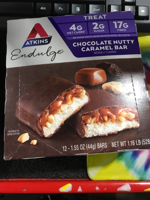 Photo 2 of Atkins Endulge Treat Caramel Nut Chew Bar. Rich & Decadent Treat. Keto-Friendly. (5 Bars) Chocolate Nutty Caramel Bar 12 Count