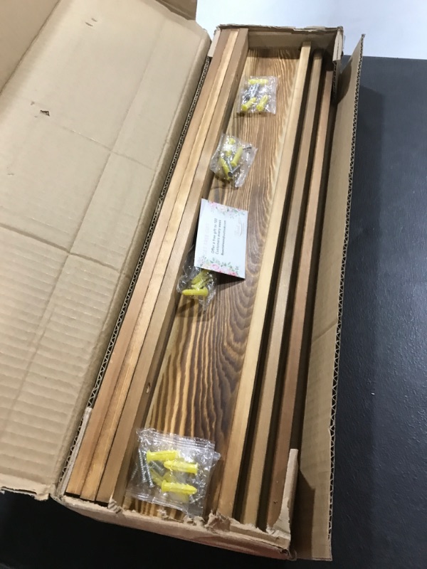 Photo 1 of 24 in Wood Floating Shelves Wall Mounted Set of 3 Wall Photoes Hangers Picture Ledge Wall Décor Sunglasses Organizer Shelves Storage Makeup Holder for Wall Art Display Kids Office Home Rustic Black 24 inch,Set of 3 Wooden Dark Brown