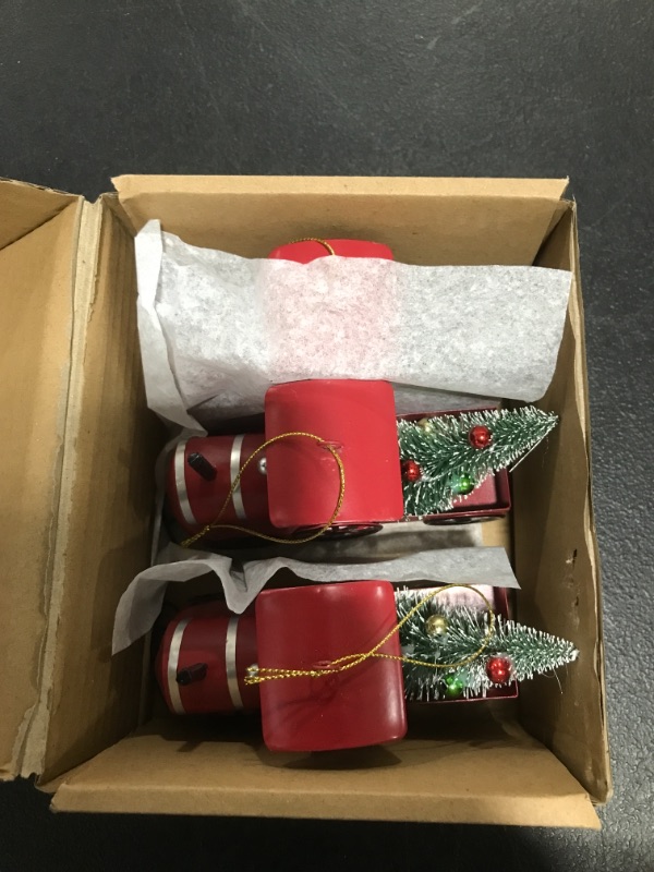 Photo 1 of 3 Pieces Metal Truck Christmas Ornaments for Christmas Tree Decorations, Vintage Red Pickup Car Model Hanging Ornament for Xmas Tree New Year Holiday Party Decor Supplies https://a.co/d/57qz4L7