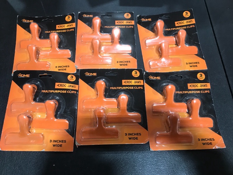 Photo 2 of Croc Jaws Chip Clips Orange. Stainless Steel. 3 Inches - Pack of 3 Orange Set of 3 6pck