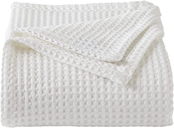 Photo 1 of 100% Cotton Waffle Weave Bed Blanket | Soft, Breathable, and Lightweight Blanket for All-Season | Perfect for Layering | Brielle Collection (King, White)