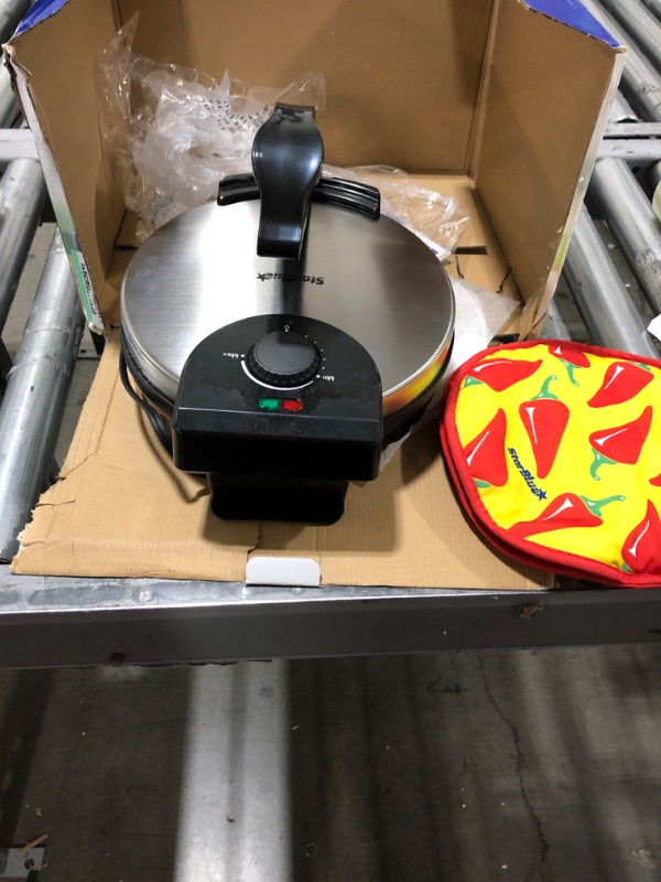 Photo 2 of 10inch Roti Maker by StarBlue with FREE Roti Warmer - The automatic Stainless Steel Non-Stick Electric machine to make Indian style Chapati, Tortilla, Roti AC 110V 50/60Hz 1200W