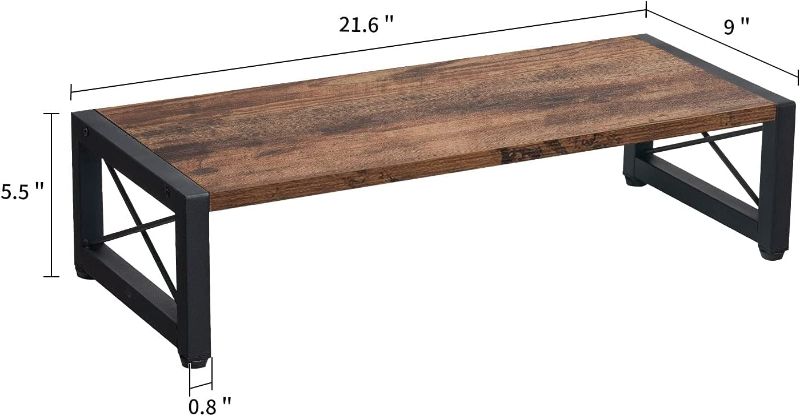 Photo 1 of Giikin Vintage Wood Monitor Stand Riser, 21.6 Inch Desktop Shelf Storage Organizer, Ergonomic Desk & Tabletop Organizer Desktop Stand for Laptop, Computer, MacBook, Notebook, PC(Dark Brown)
