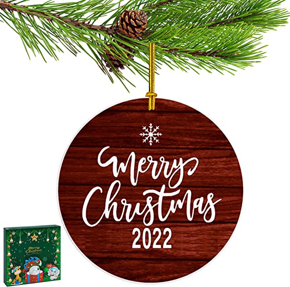 Photo 1 of 2022 Merry Christmas Ornaments, Double-Sided Ceramics Ornaments for Christmas Tree, Funny Commemorative Ornaments & Gift, Christmas Tree Decorations
