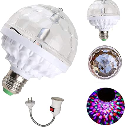 Photo 1 of 2022 New Colorful Rotating Magic Ball Light - Party Lights Disco Ball, Mirror Disco Ball Shape, Colorful Disco Rotating Magic Ball Light Bulb with Sockets. (Silver+Universal Socket)
