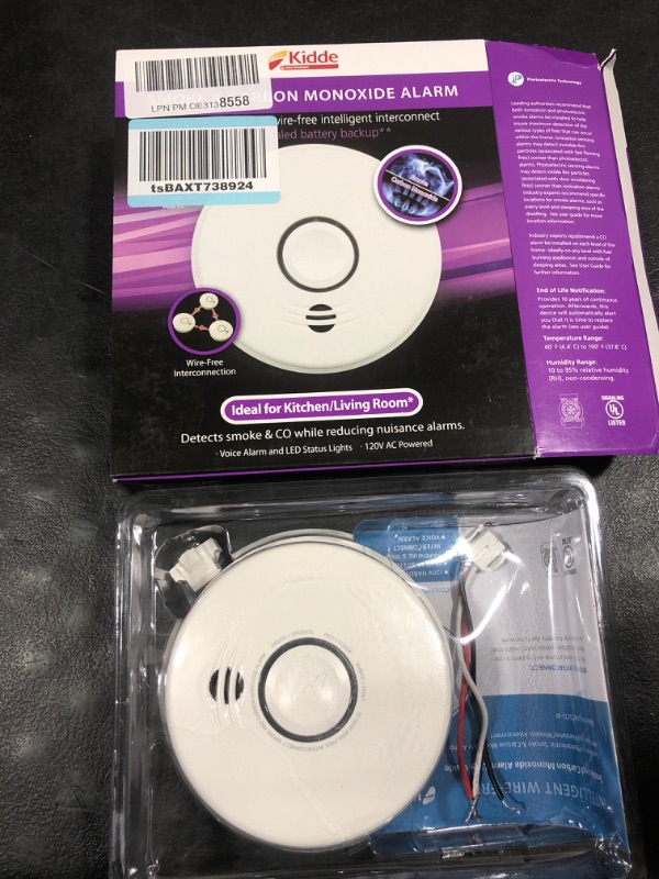 Photo 2 of Kidde Smoke & Carbon Monoxide Detector, Hardwired with Lithium Battery Backup, Interconnect Combination Smoke & CO Alarm with Voice Alert