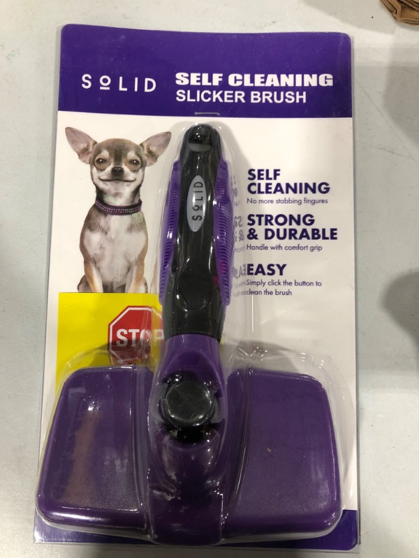 Photo 2 of  Hertzko Self-Cleaning Slicker Brush for Dogs, Cats - The Ultimate Dog Brush for Shedding Hair, Fur - Comb for Grooming Long Haired & Short Haired Dogs, Cats, Rabbits & More, Deshedding Tool, Cat Brush
