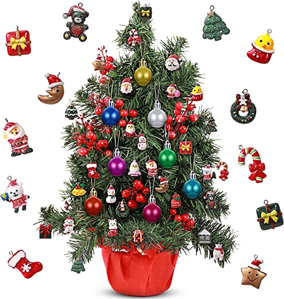 Photo 1 of 54 Pieces Mini Christmas Ornaments, Bulk Small Miniatures Christmas Tree Ornaments, Christmas Balls Santa Snowman Hanging Decorations for Christmas Tree Wreath DIY Crafts Home Accessories() https://a.co/d/0ETUG06