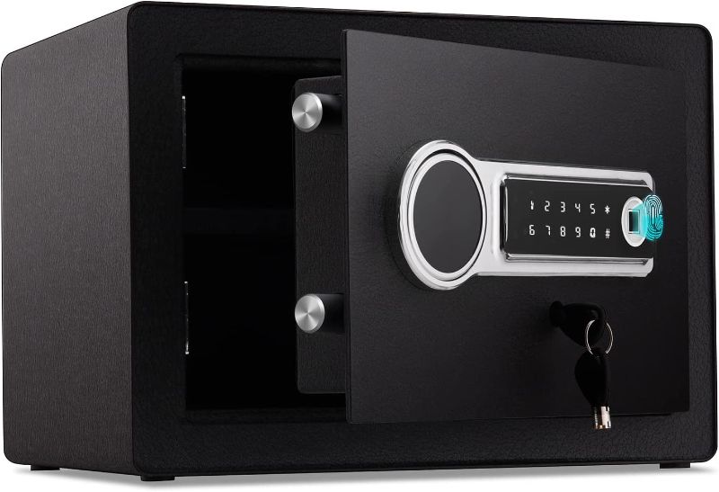 Photo 1 of 3 in 1 Safe Box, JINJUNYE 0.8 Cubic Money Safe with Fingerprint,Password and Backup Keys, Biometric Safe with Touch Screen Keypad for Pistols,Jewelry. Cabinets Safes for Home,office,Hotel

