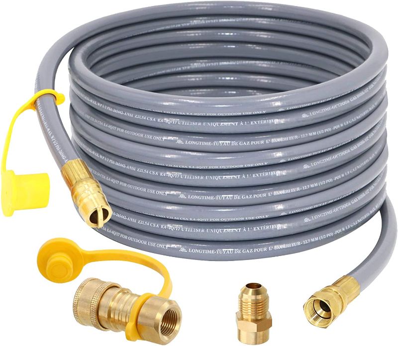 Photo 1 of 36 Feet 1/2-Inch Natural Gas Hose with Quick Connect Fitting for BBQ, Grill, Pizza Oven, Patio Heater and More NG Appliance, Propane to Natural Gas Conversion Kit - CSA Certified
