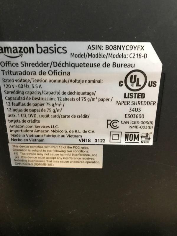 Photo 2 of Amazon Basics 12 Sheet Micro-Cut Paper,Credit Card and CD Shredder for Office/Home & Paper Shredder Sharpening & Lubricant Sheets - Pack of 24