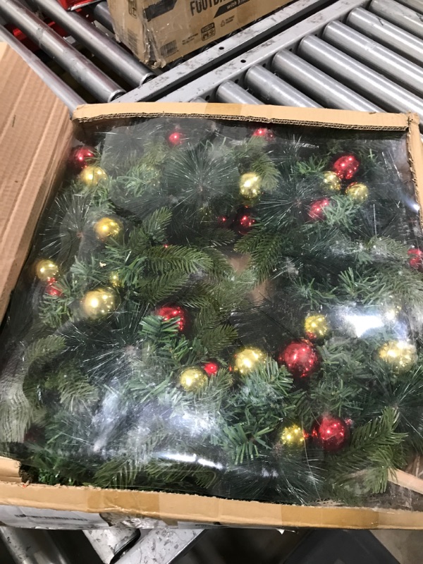 Photo 2 of [ Large Thick & Timer ] 26 Inch 80 Lights Pre-lit Artificial Christmas Wreath Decoration Realistic Feel for Front Door Battery Operated 40 Xmas Ball Ornaments 228 Branch Christmas Indoor Outdoor Home
