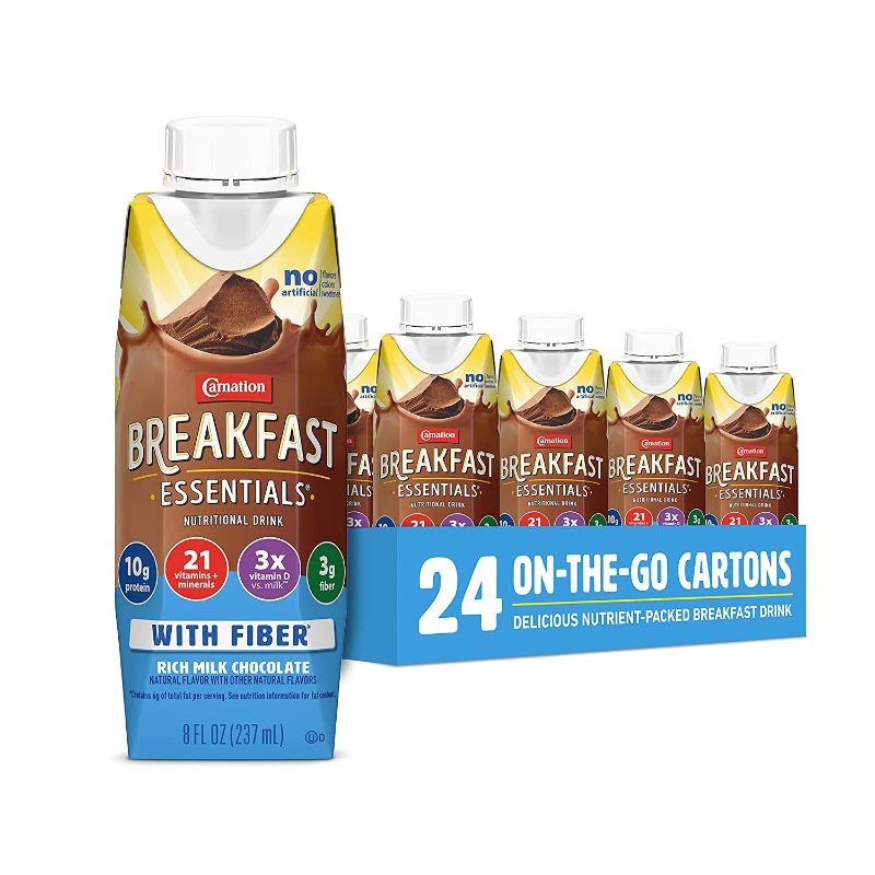 Photo 1 of 24ct-Carnation Breakfast Essentials with Fiber Start Ready-to-Drink, Rich Milk Chocolate, 8 Fl Oz Carton (Pack of 24) (Packaging May Vary)
