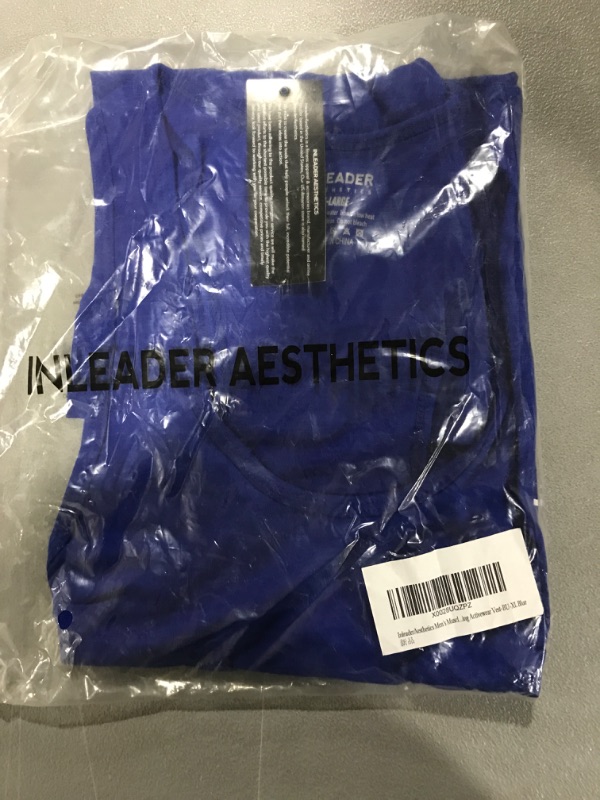 Photo 2 of [Size L] Inleader Aesthetics Men's Performance Basic Sleeveless Shirt Workout Muscle Bodybuilding Tank Top -Blue1